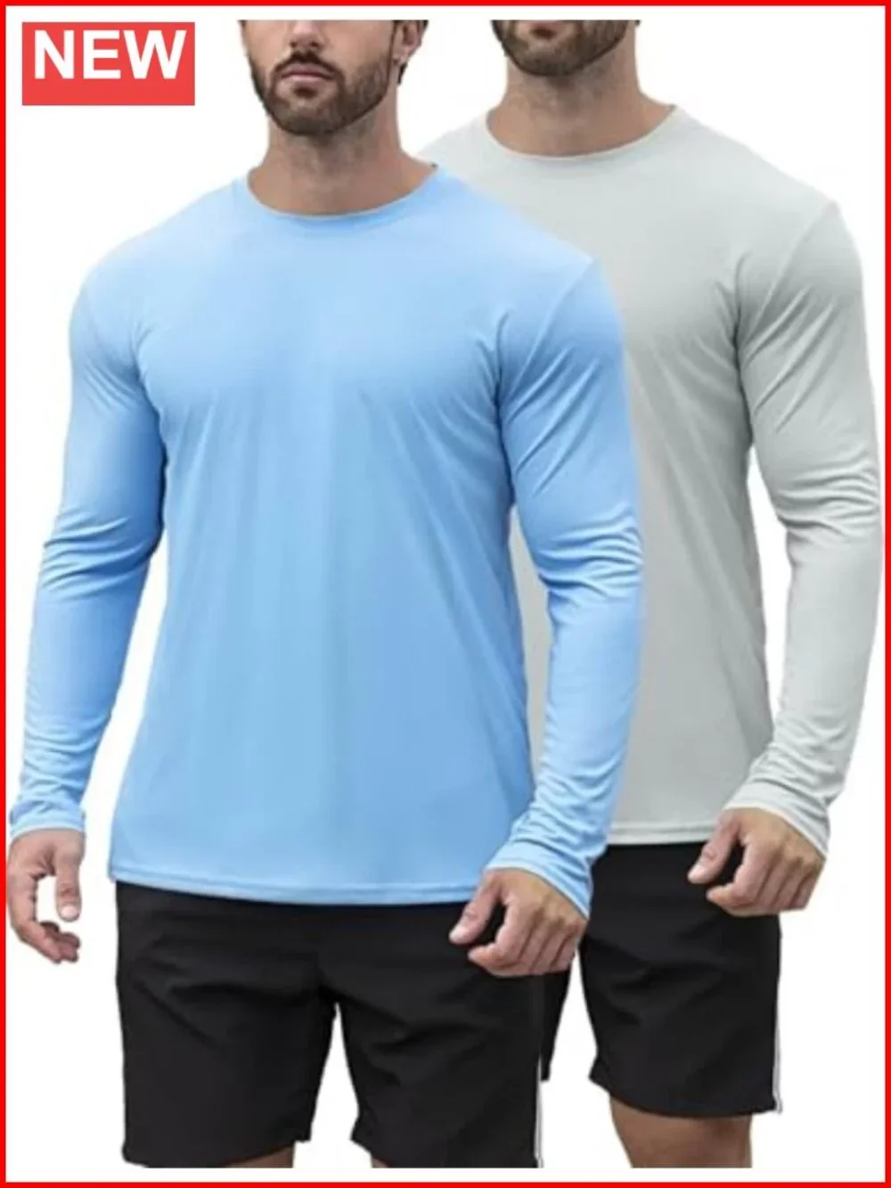 UPF 50+ Men's Rash Guard Long Sleeve Lightweight Quick-Dry Swim Shirt with